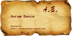 Avram Bence névjegykártya